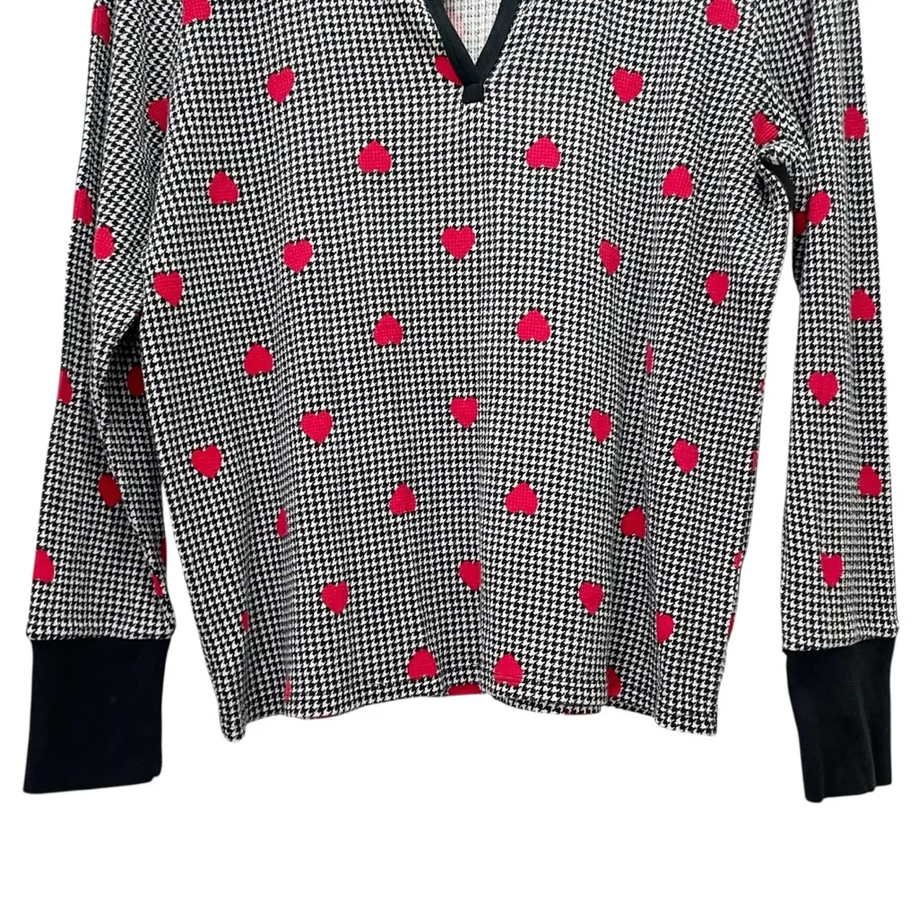 NWT Victoria’s Secret Pajama Set XL Black White Houndstooth Heart Print Thermal - Image 7