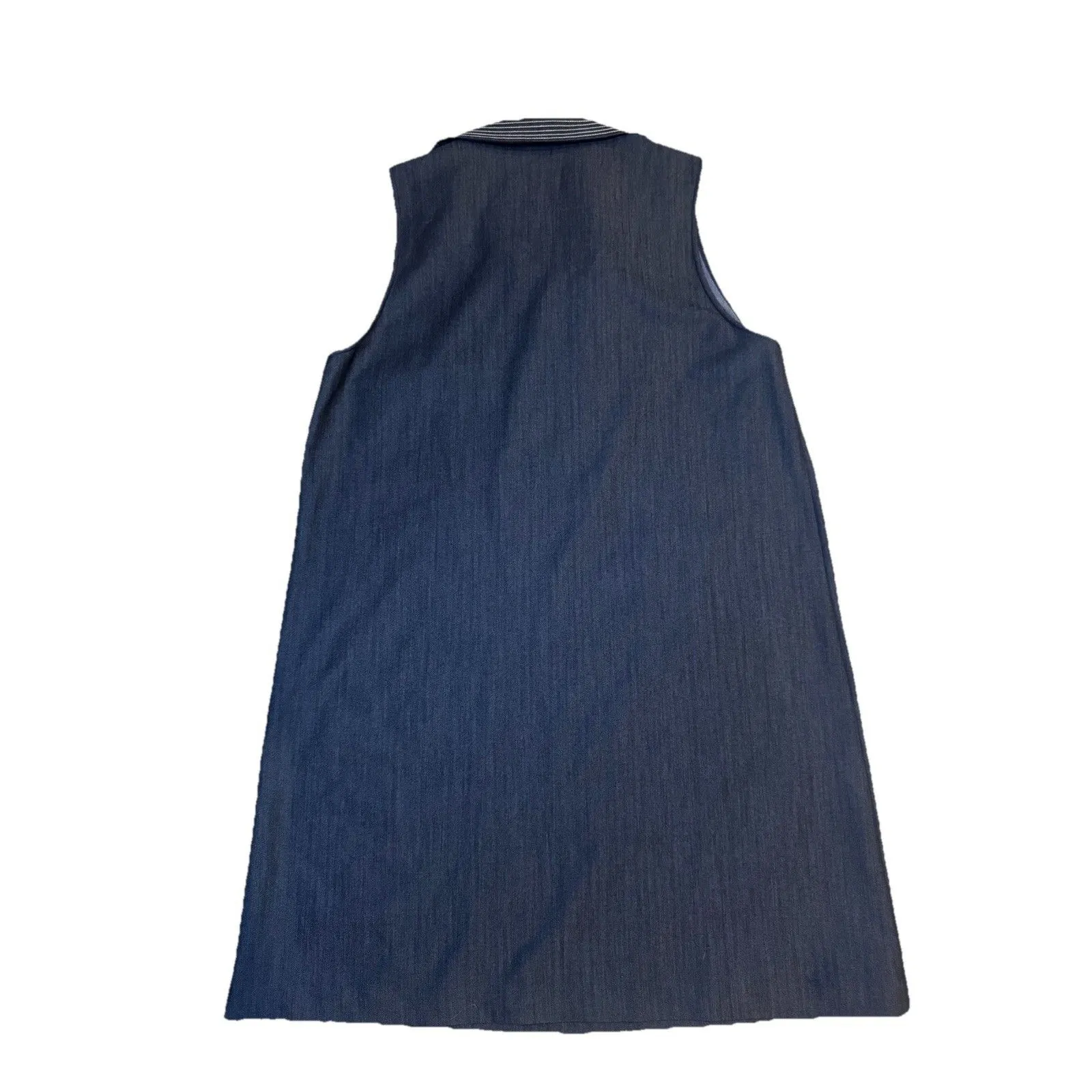 Ivanka Trump Womens Denim Collared Embroidered Lace Up Sheath Dress Sz 14 Petite - Image 6