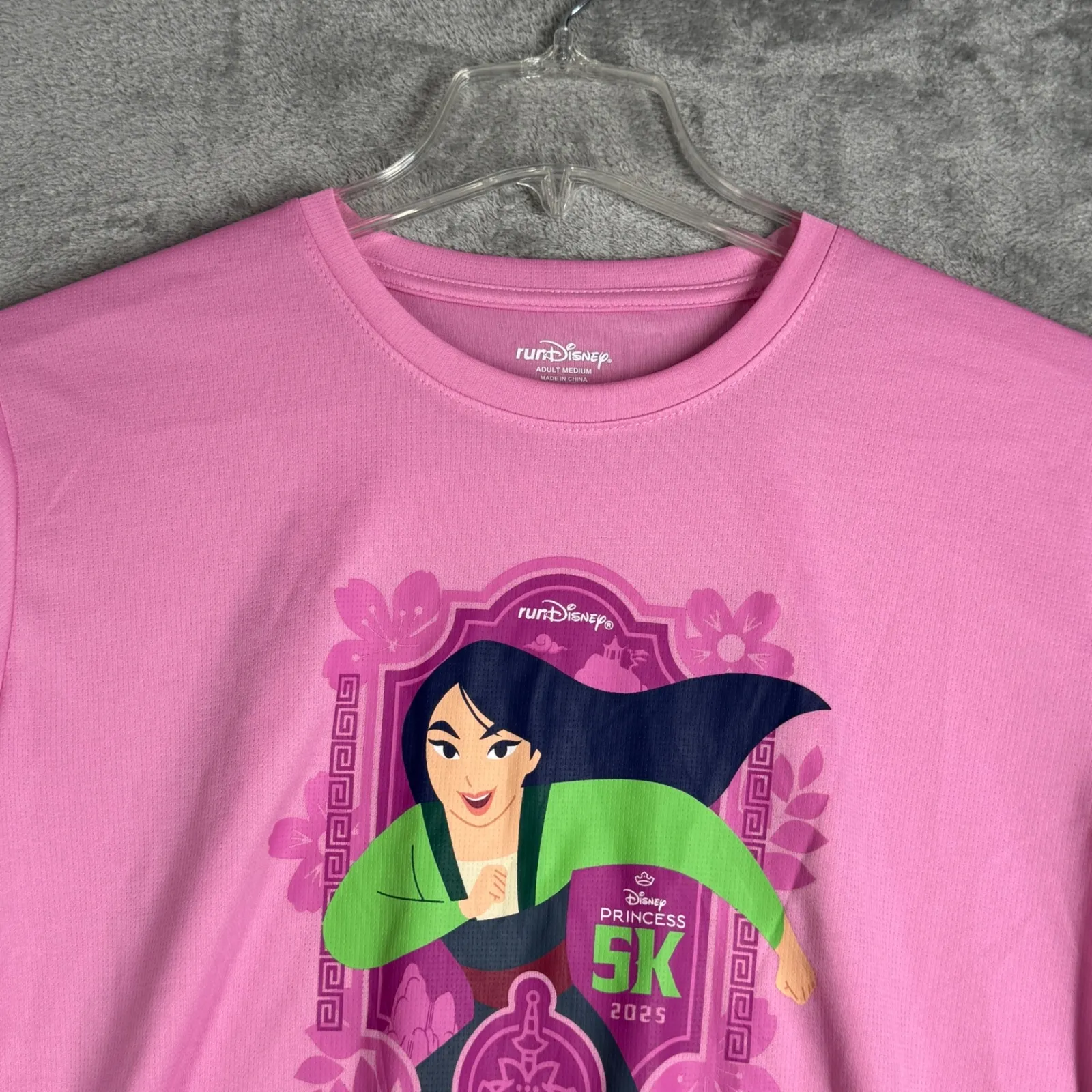 Disney RunDisney Shirt Princess 5K Mulan Pink Athletic T-Shirt Womens‎ Medium - Image 4