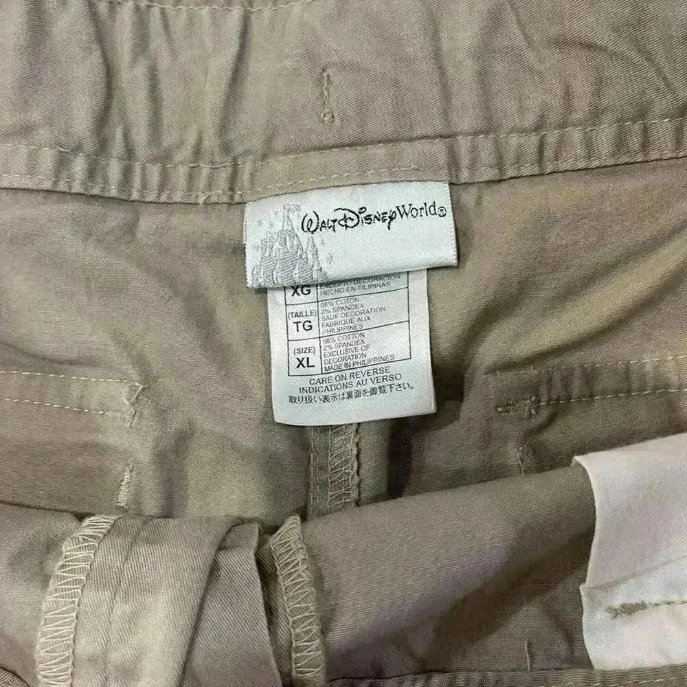 Walt Disney World Capri Pants Khaki Safari Belted Tie Hem Mickey Mouse Womens XL - Image 5