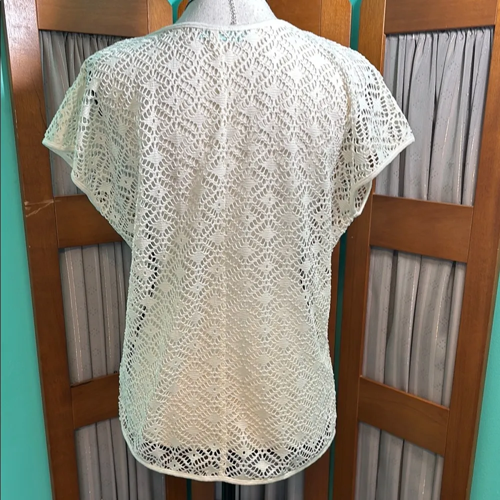 Maurices White Lace Flutter Sleeve Blouse - Image 5