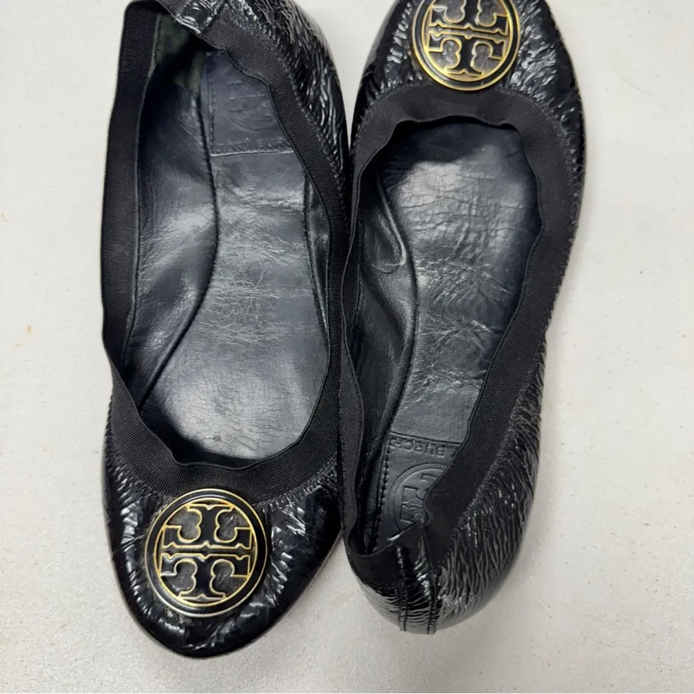 Tory Burch Black Leather Ballet Flats Womens 6.5 Classic Preppy Casual Slip On - Image 6