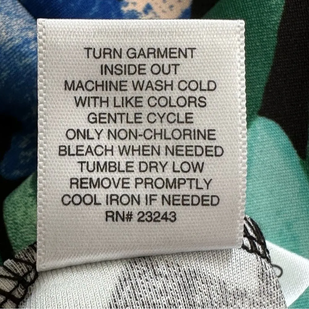 New York & Company Dress Black Blue Paisley Floral Cap Sleeve Midi Small NEW - Image 10