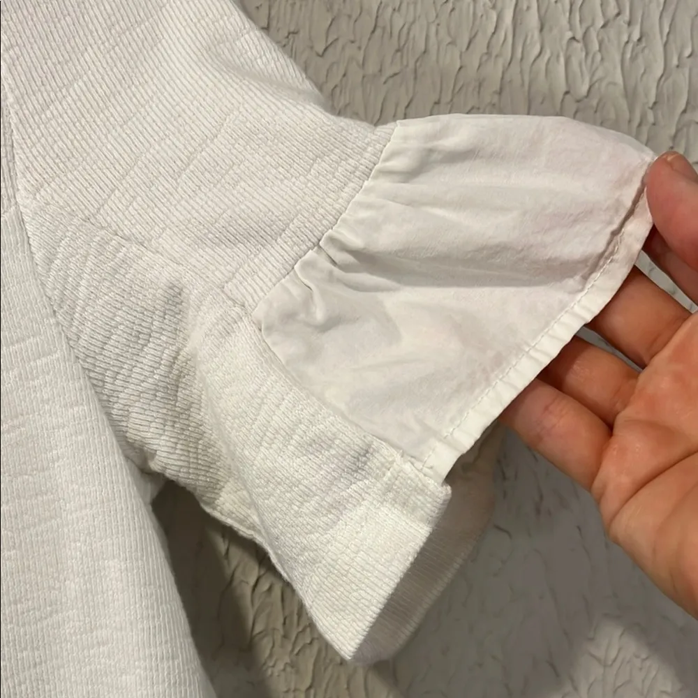 English Factory White Mixed Media Ruffle short sleeve dress size small - Image 9