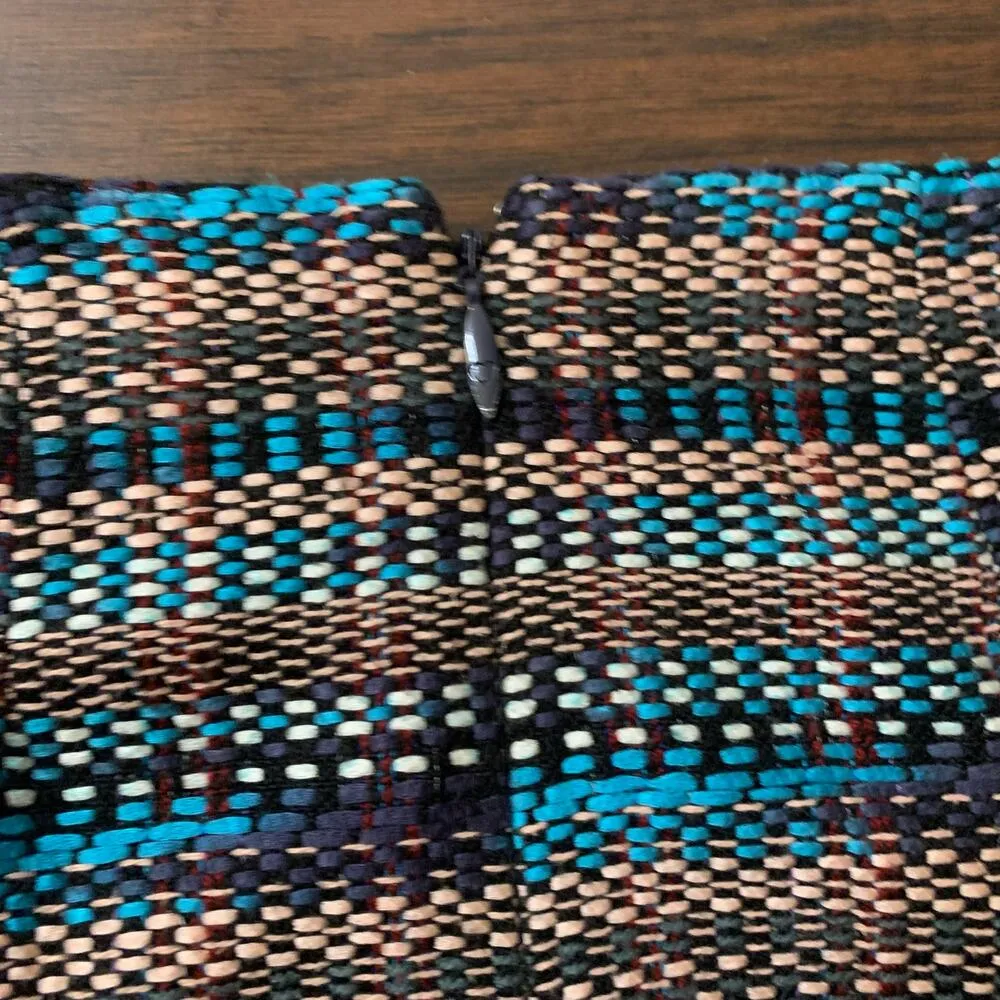 Juicy Couture Black Label blue and brown fringe tweed mini skirt size 6 - Image 5