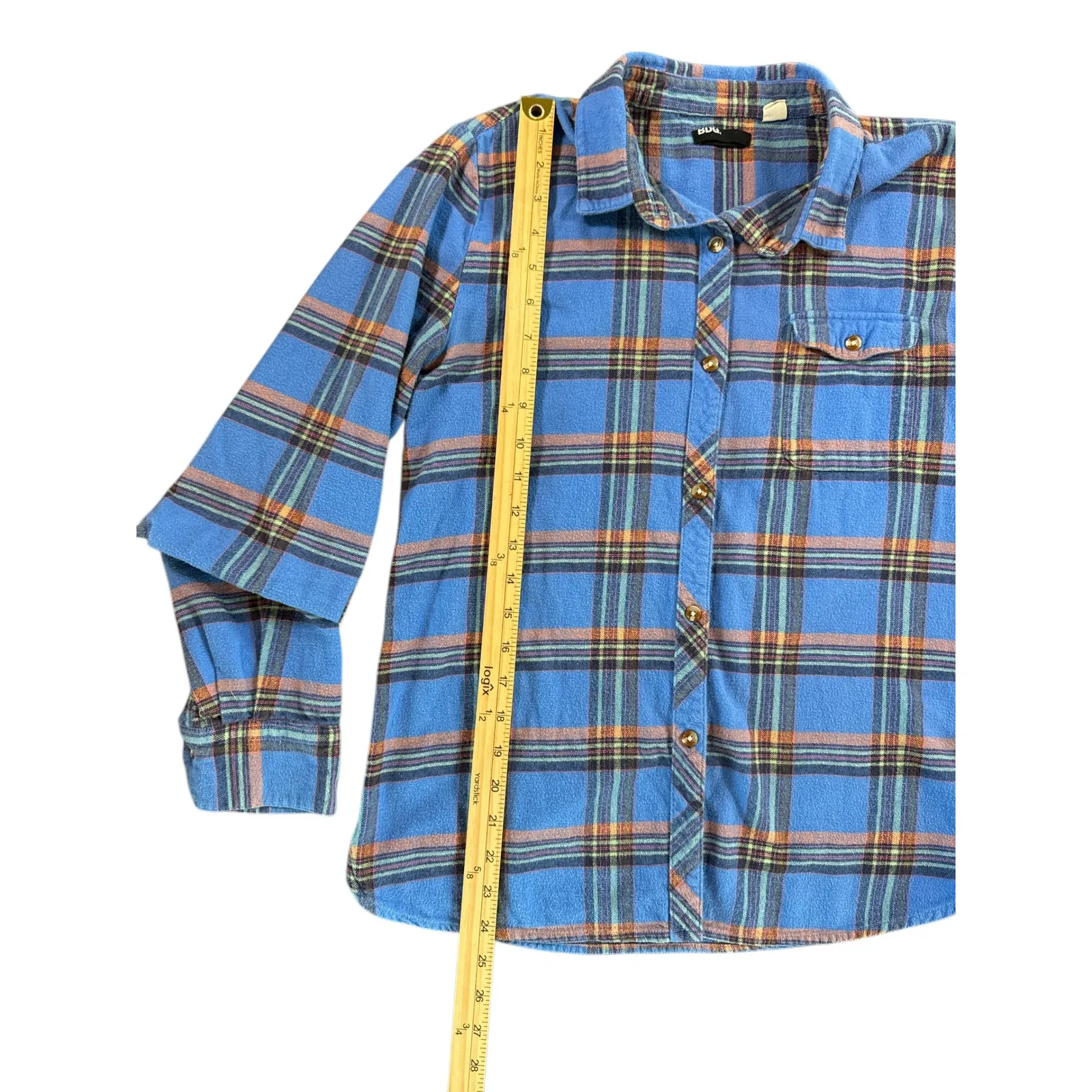 BDG Urban Outfitters Plaid Flannel Shirt Boyfriend Fit Blue Size M - Image 3