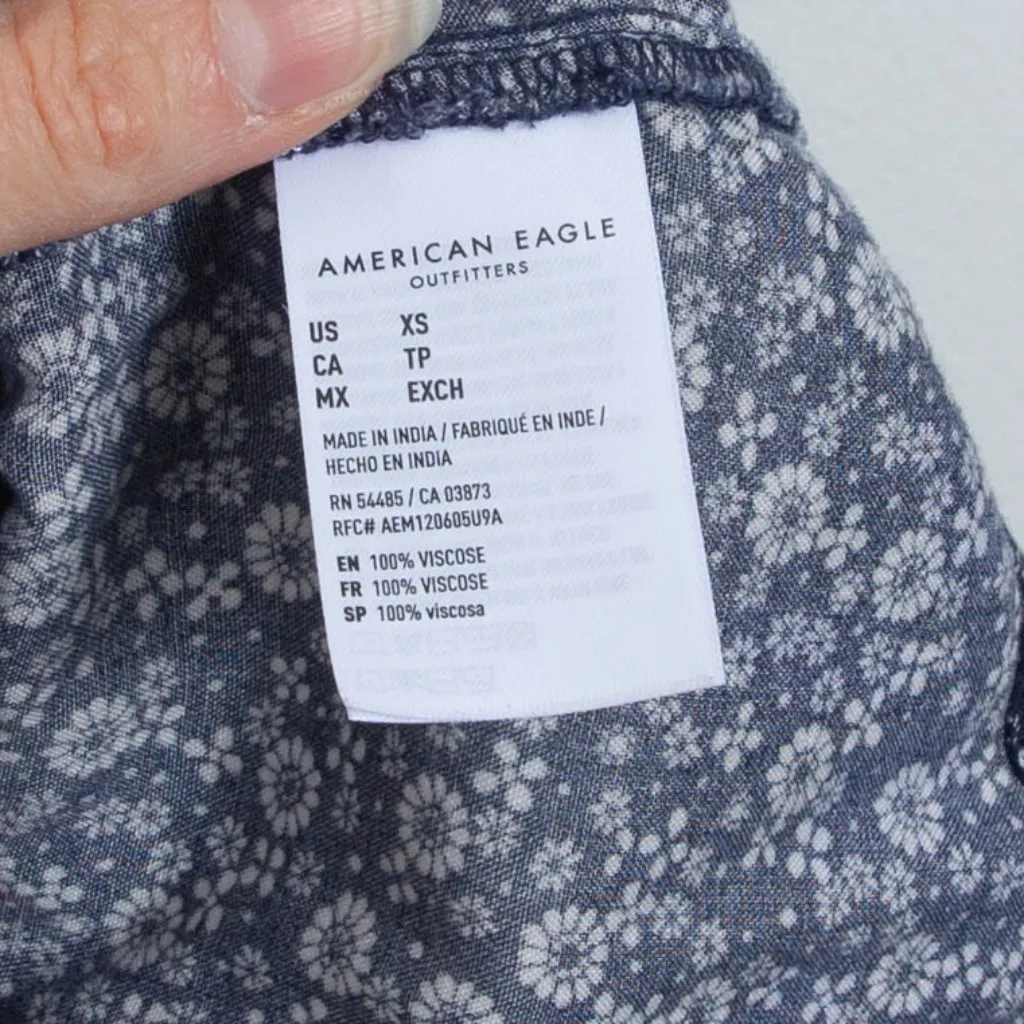 American Eagle Womens Blue Floral Babydoll Mini Dress Size XS Dainty‎ Coquette - Image 4