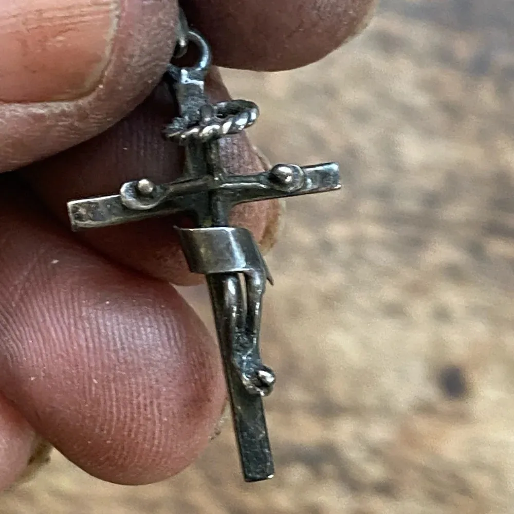 Rustic sterling silver finished with a black patina crucifix cross necklace - Image 6