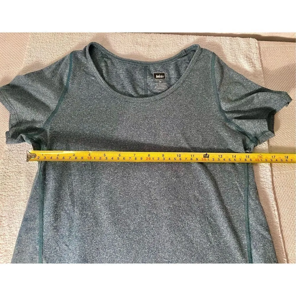 Women's REI Athletic Hiking Short Sleeve Shirt Polyester Spandex Sz Med Blue - Image 5