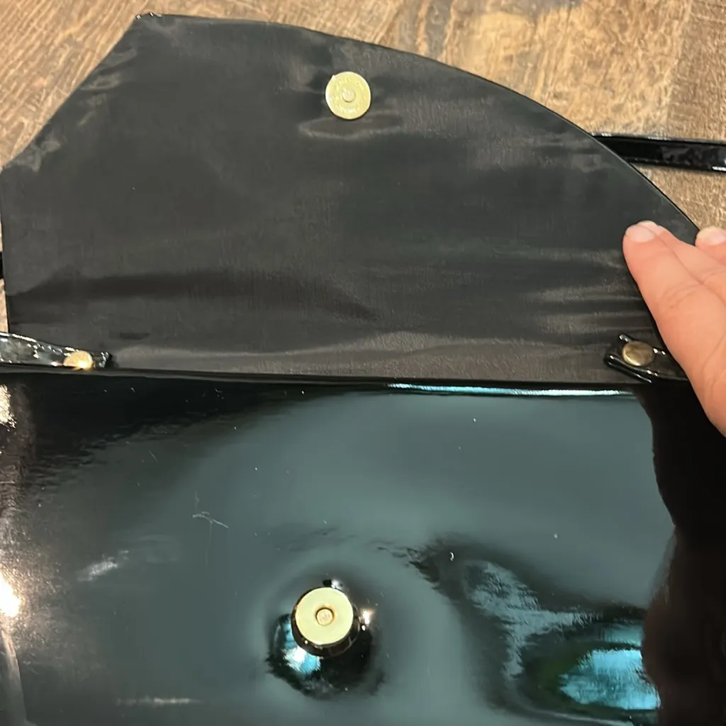 La Regale faux patent black leather shoulder‎ bag /clutch Vintage - Image 5