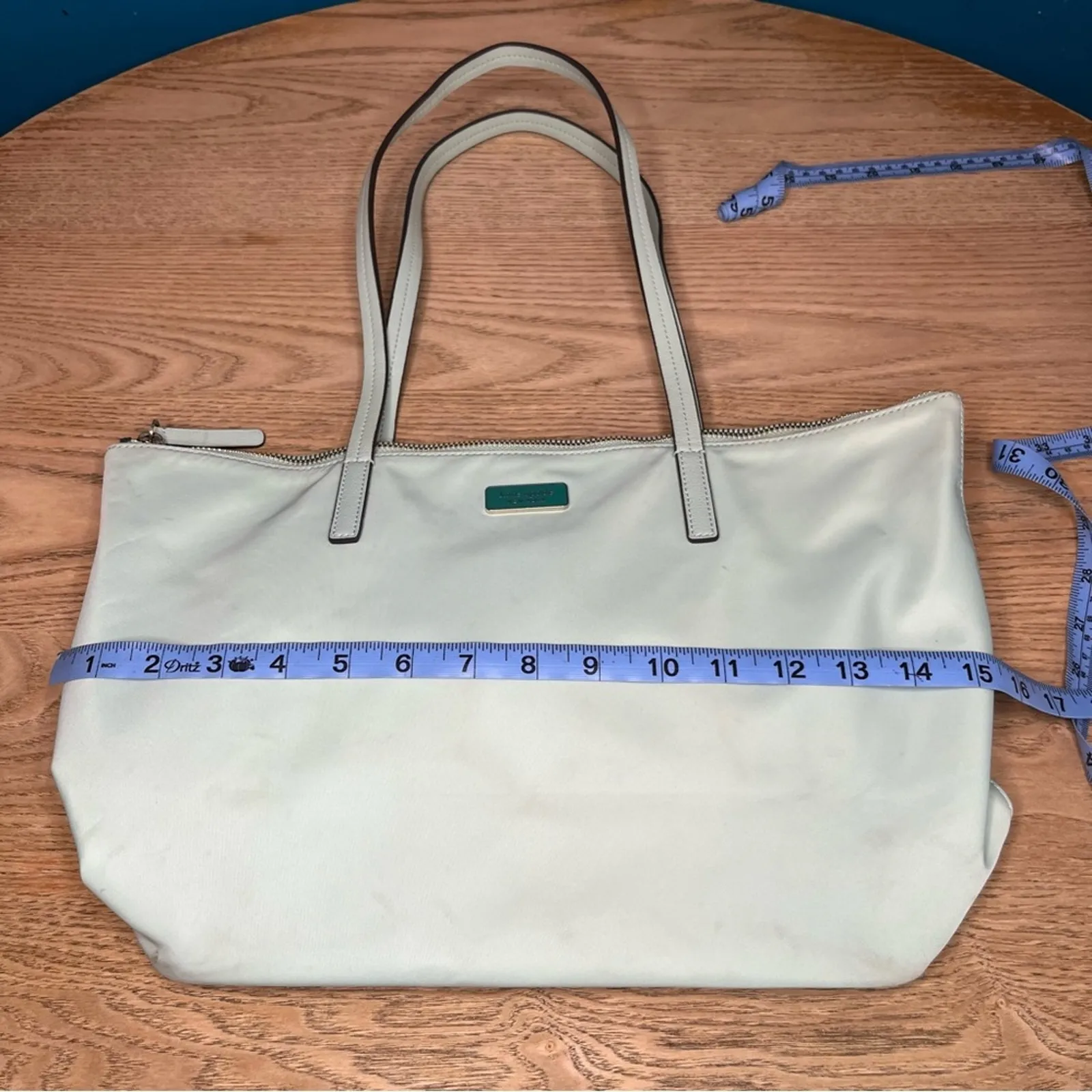 Kate Spade ♠️ Hayden Nylon Top Zip Tote Purse Shoulder Bag Spring Meadow Teal - Image 9
