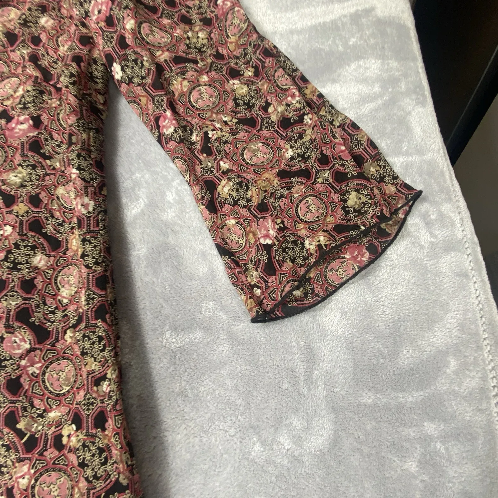 J Jill Sz 6 Petite Midi Dress V-Neck Artsy Stretch Career 3/4 Sleeve Back Zip‎ - Image 12