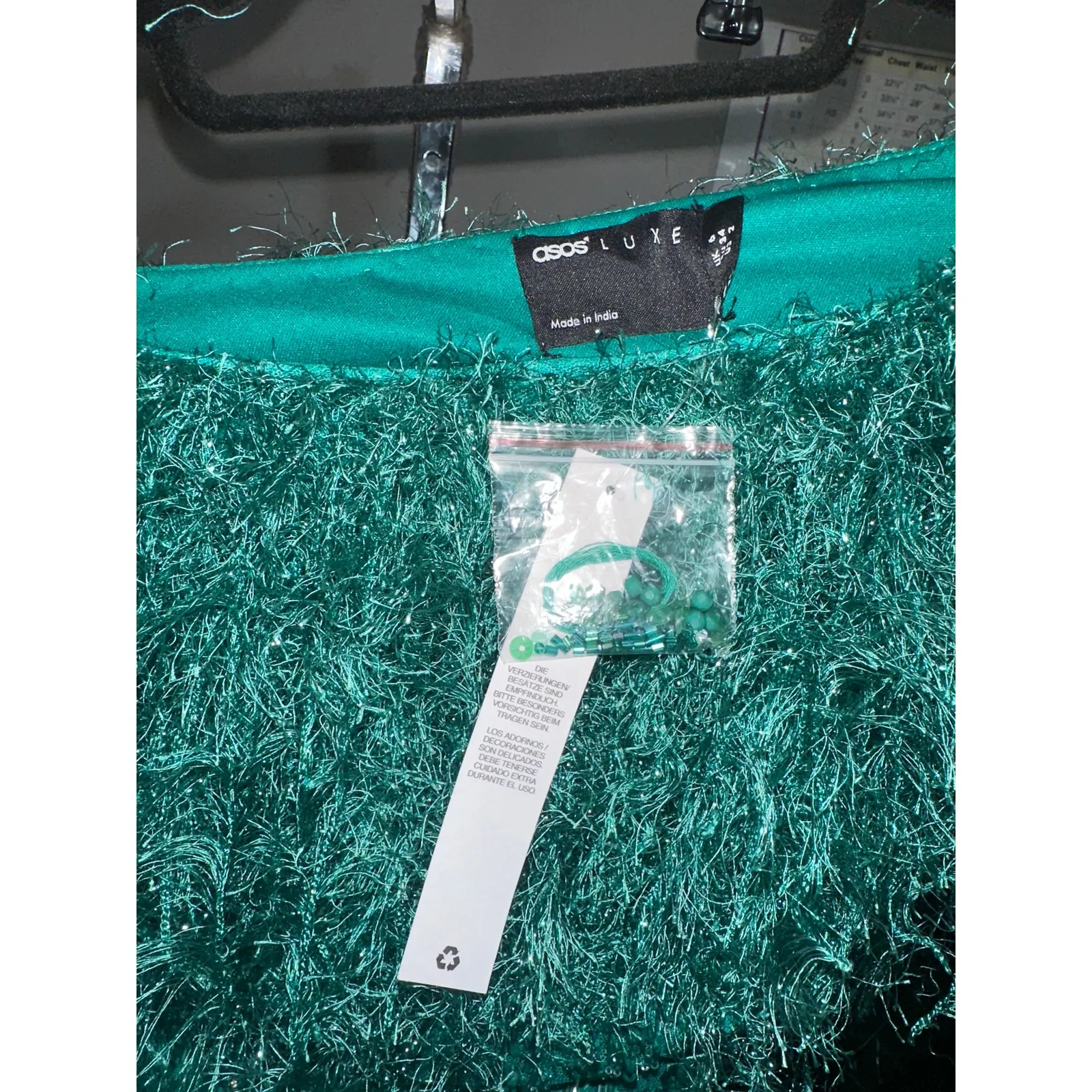 ASOS LUXE one shoulder faux feather sequin beaded mini dress - Image 3