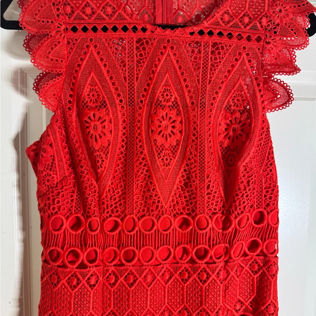 Antonio Melani Red Lace Sheath Dress Size 4 – Cocktail Wedding Guest Party - Image 3