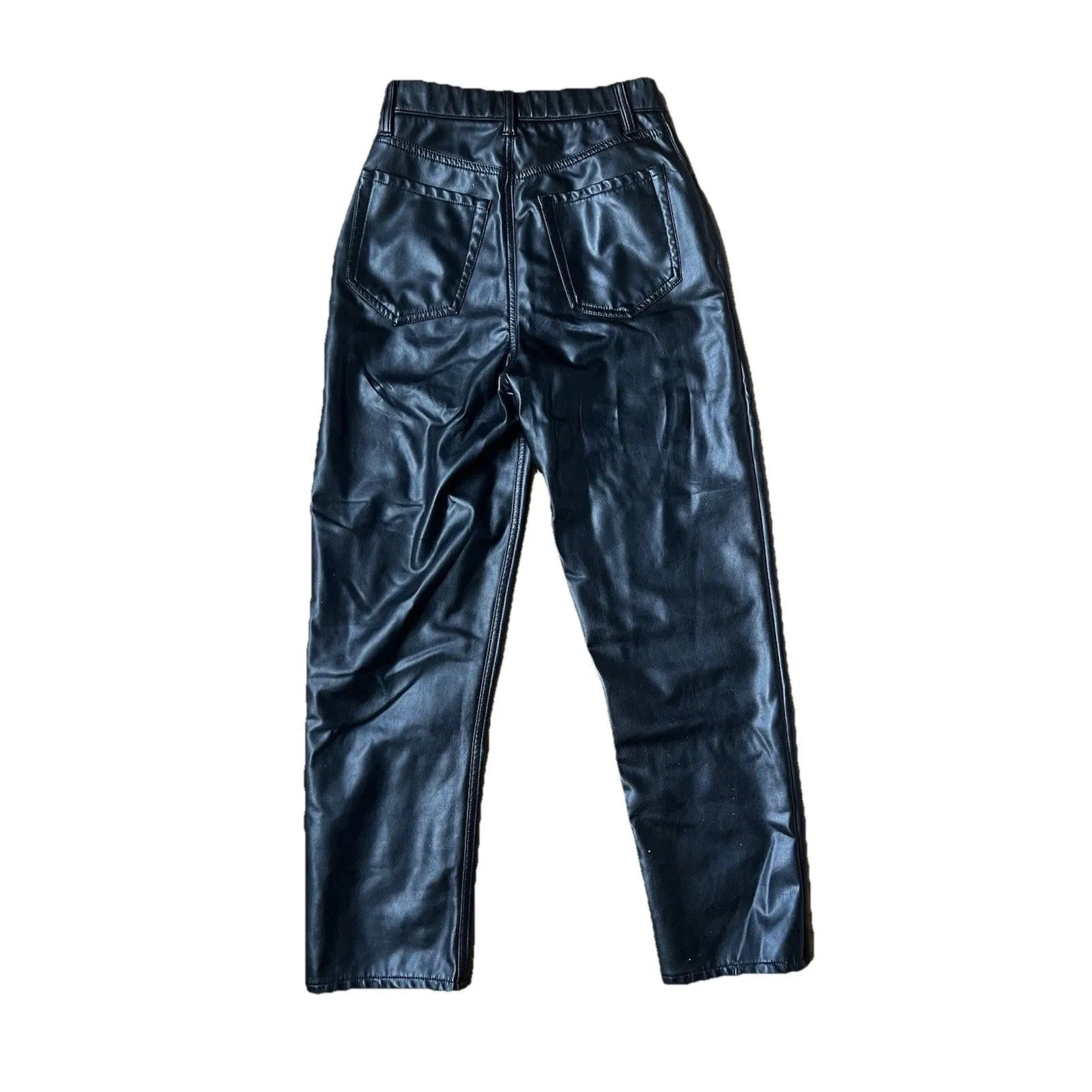 Abercrombie Curve Love Vegan Leather Ultra High Rise Ankle Straight Pants 25 - Image 8