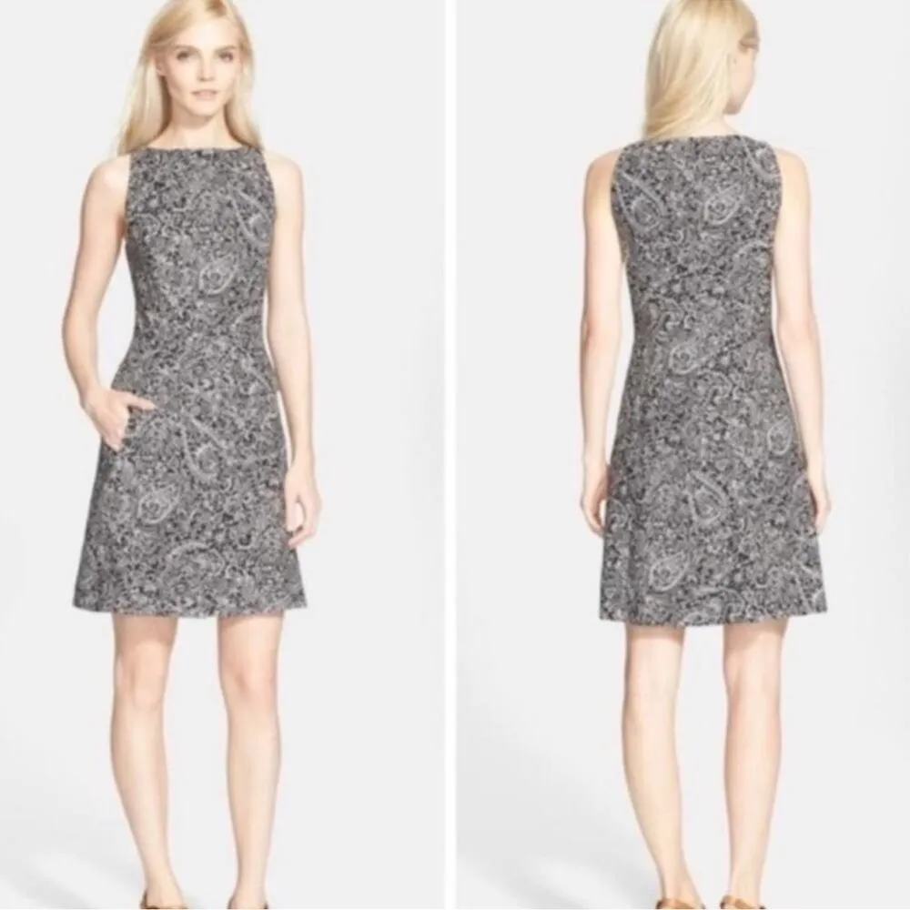 Tory Burch Paisley Doodle Print Sheath A-line Black and White Dress Size 10 - Image 2