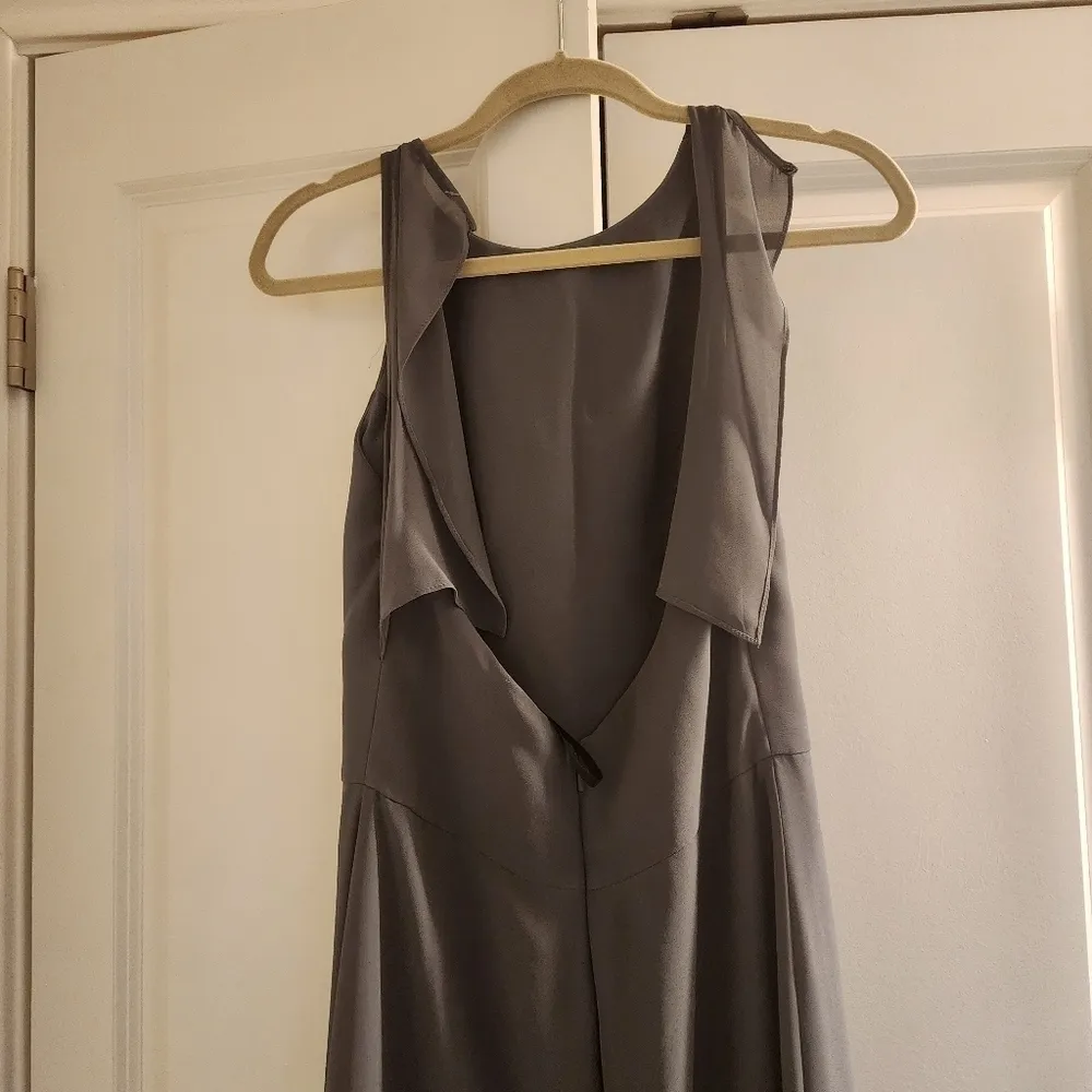 Hayley Paige Occasions Bridesmaid maxi Dress 5714 Gunmetal Gray long chiffon 2 - Image 10