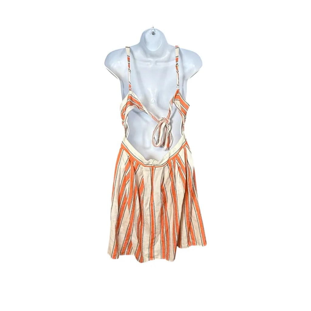 Jealous Tomato Women's Orange & White Halter Neck Sleeveless MIDI Dress Size L - Image 2