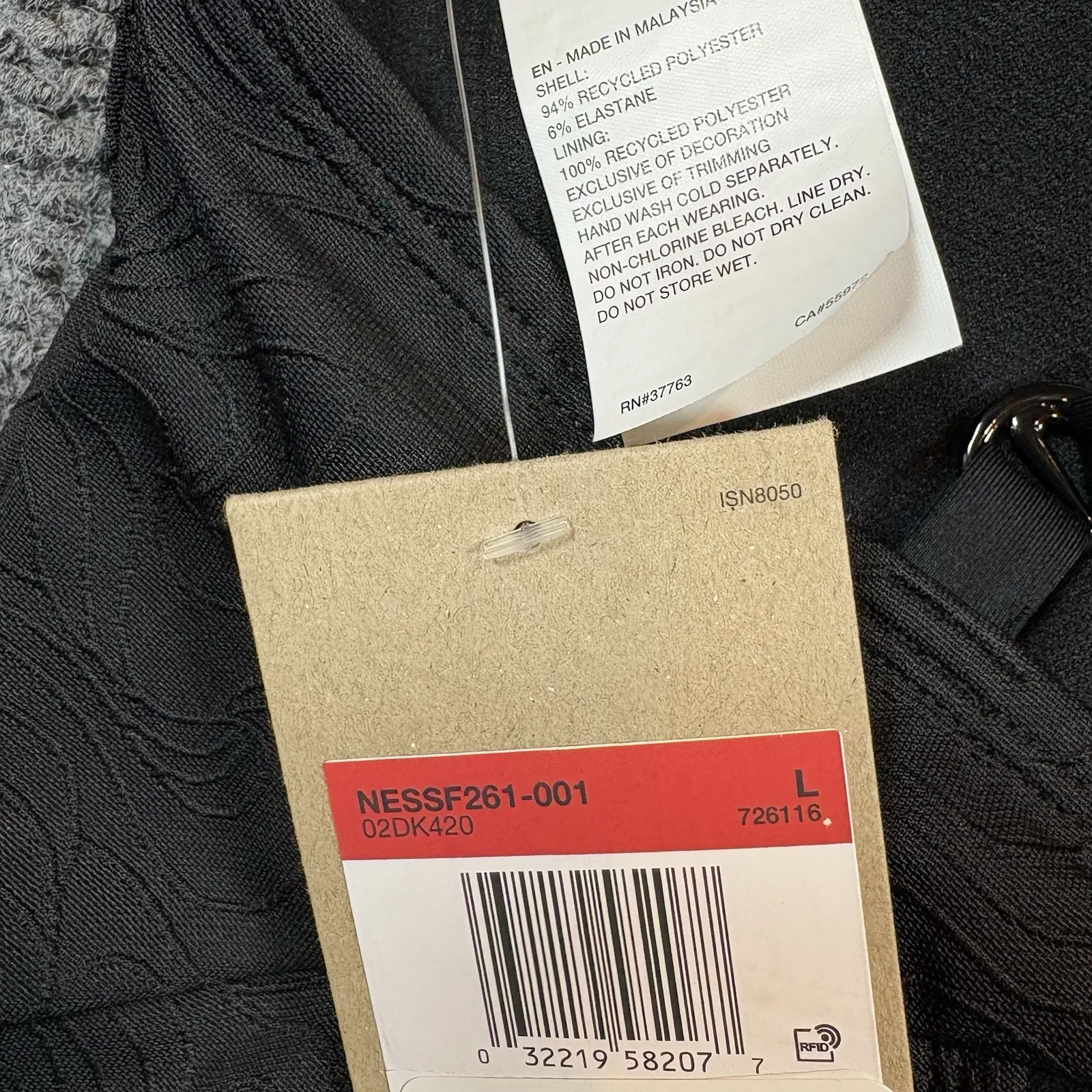 New Nike Swim Essentials V Neck One Piece Swimsuit L Black NESSF261-001 - Image 7