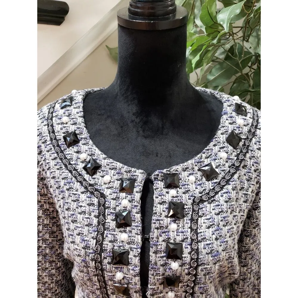 ECI Women Multi Rhinestone Lined Polyester Long Sleeve Casual Jacket Size Medium - Image 6
