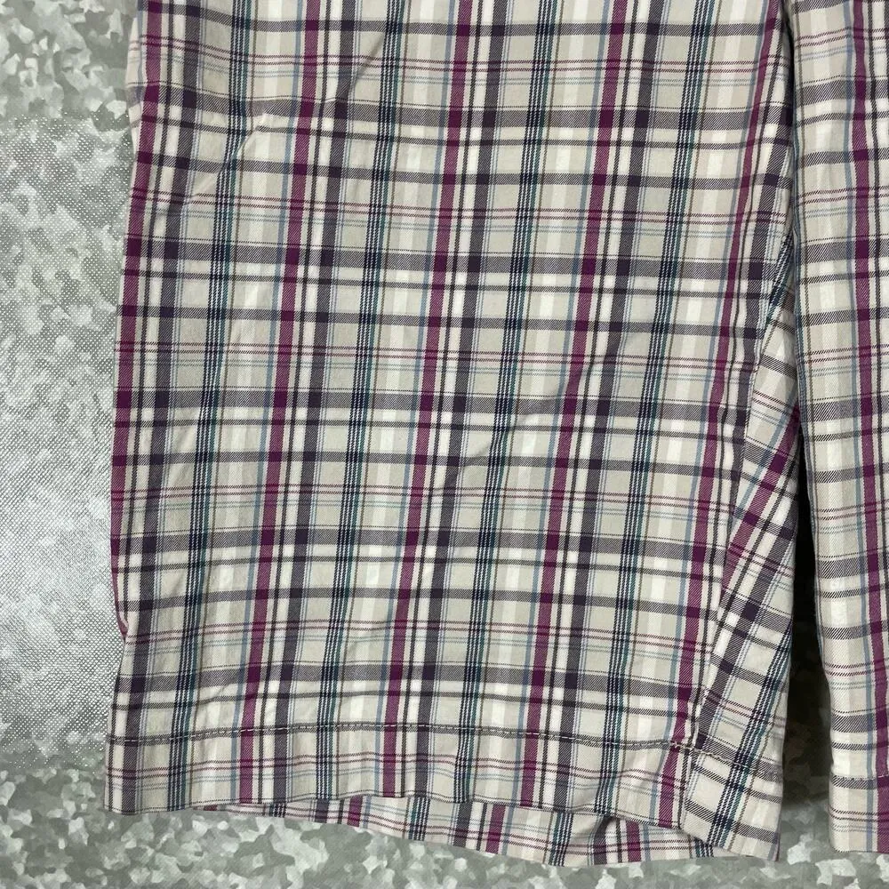 Eddie Bauer Women's Preppy Purple Plaid Bermuda Shorts - Size 10 - 12" Inseam - Image 3