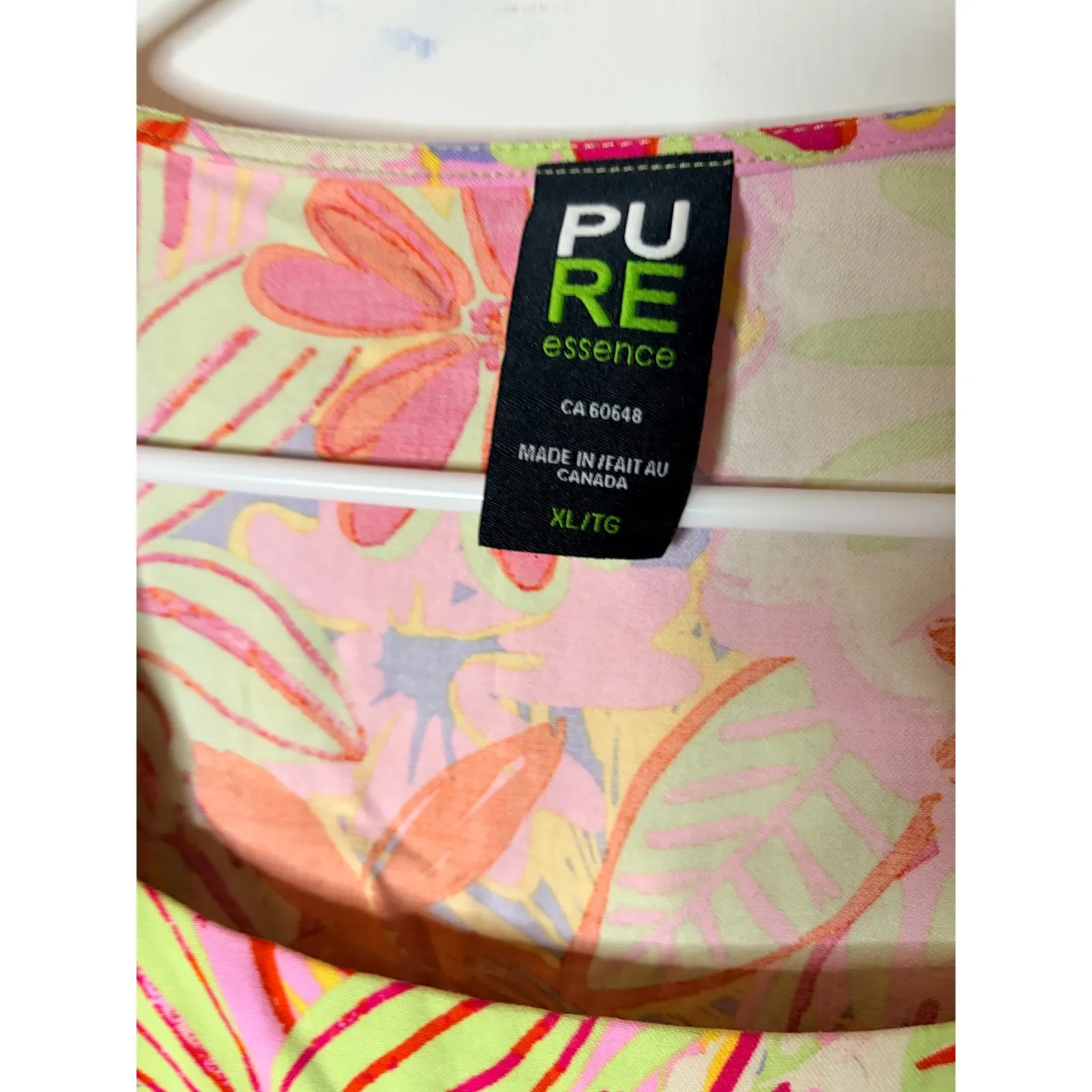 Pure Essence Women XL TG Tropical Floral Print Square Neck Blouse Top Pink Size undefined - Image 3