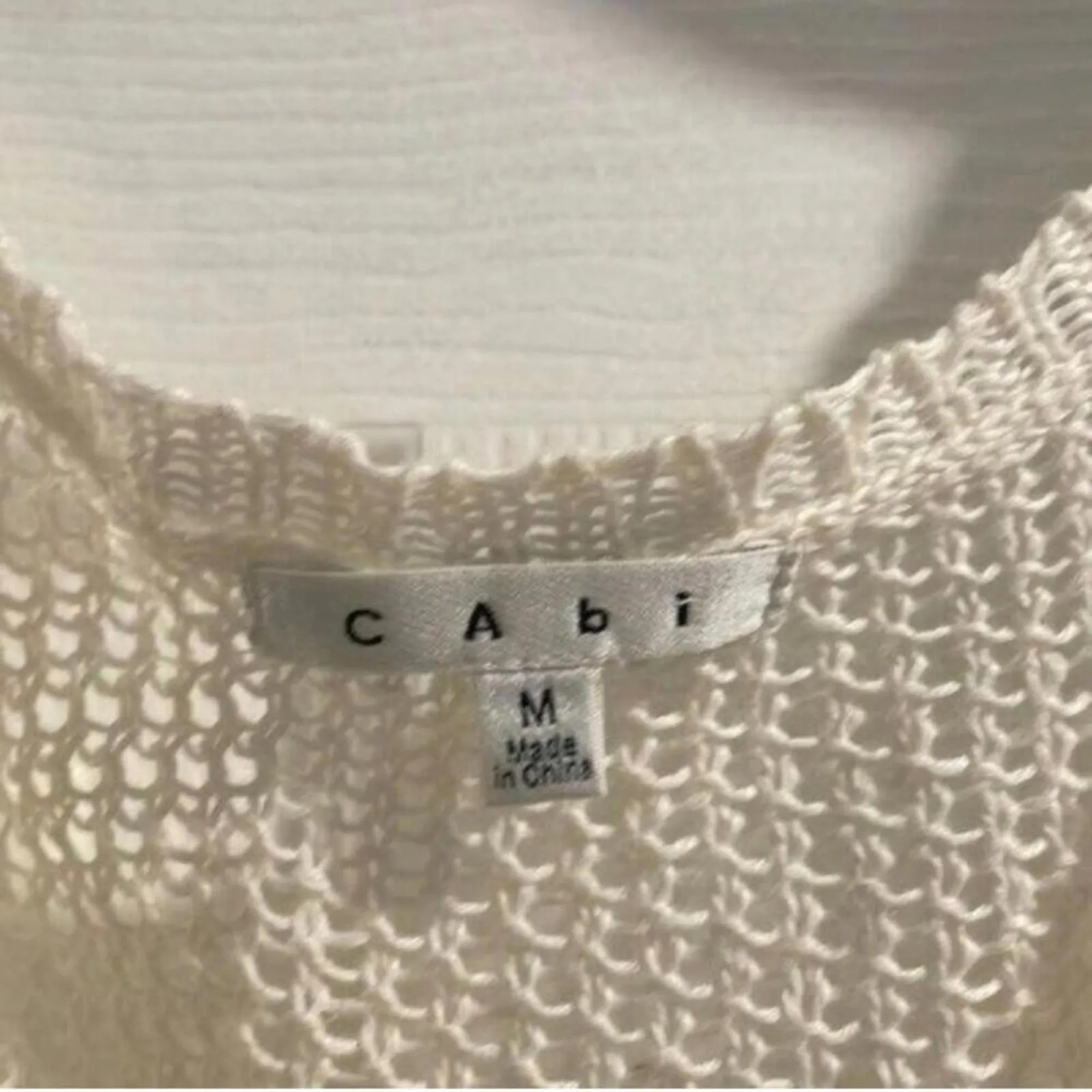 Cabi Cream 100% Linen Crochet See Through Long Line Laganlook Tank Top boho - Image 6