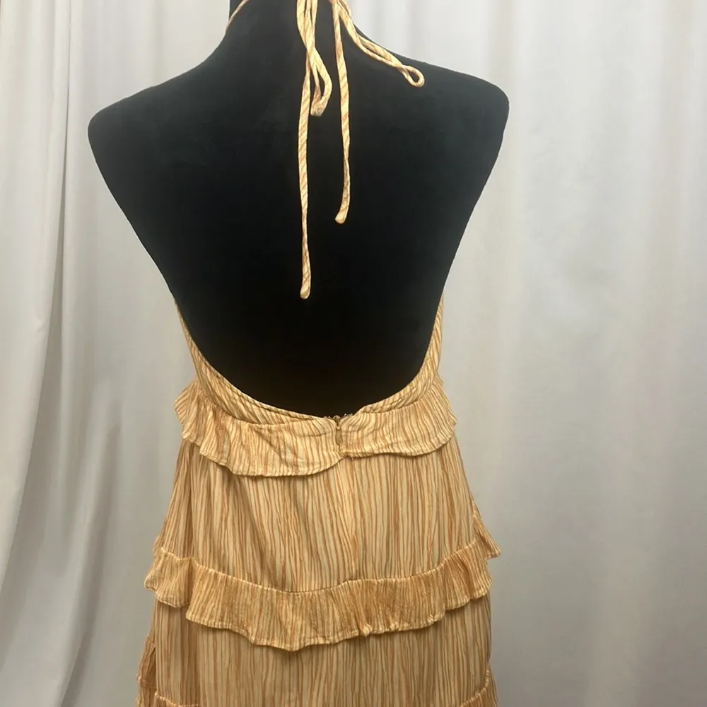 Lulus yellow and white bohemian style halter dress woman’s size small - Image 6