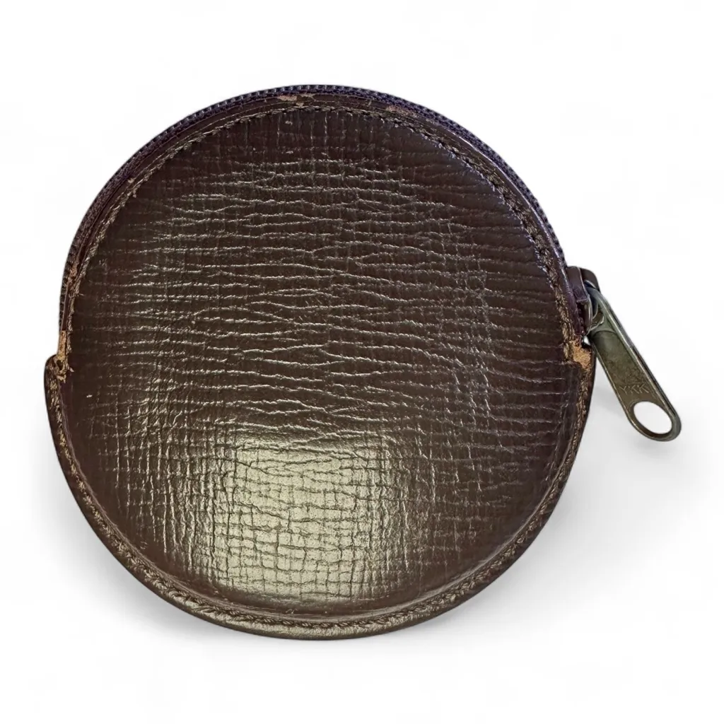 Vintage Loewe Embossed Brown Leather Coin Case – 3” - Image 3