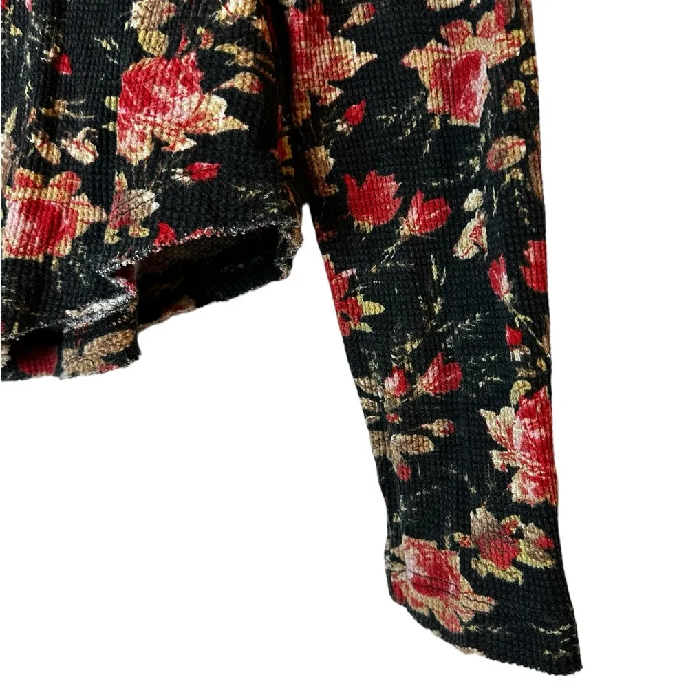 Pilcro Anthropologie Thermal Waffle Knit Top Floral Womens Petite XS - Image 7