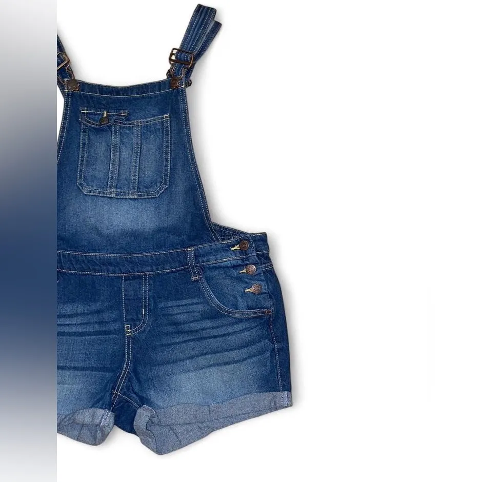 Y2k blue denim short overalls Size L - Image 3