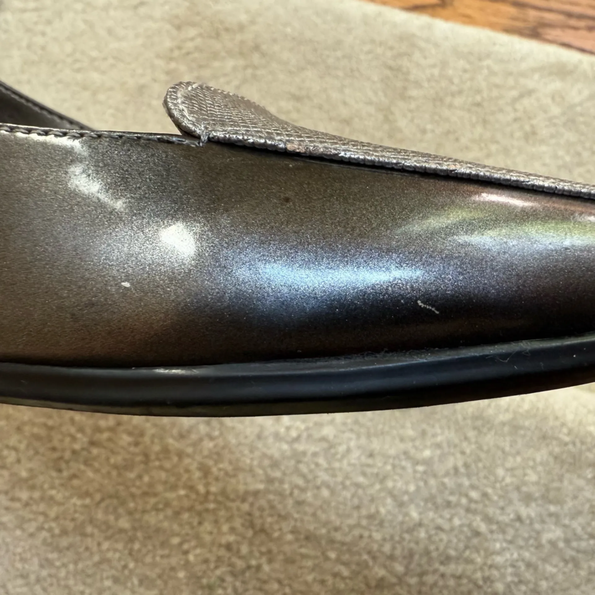 Anne Klein Patent‎ Leather Pointed Toe Shoes Heels Gun Metal Silver Size 8 - Image 8