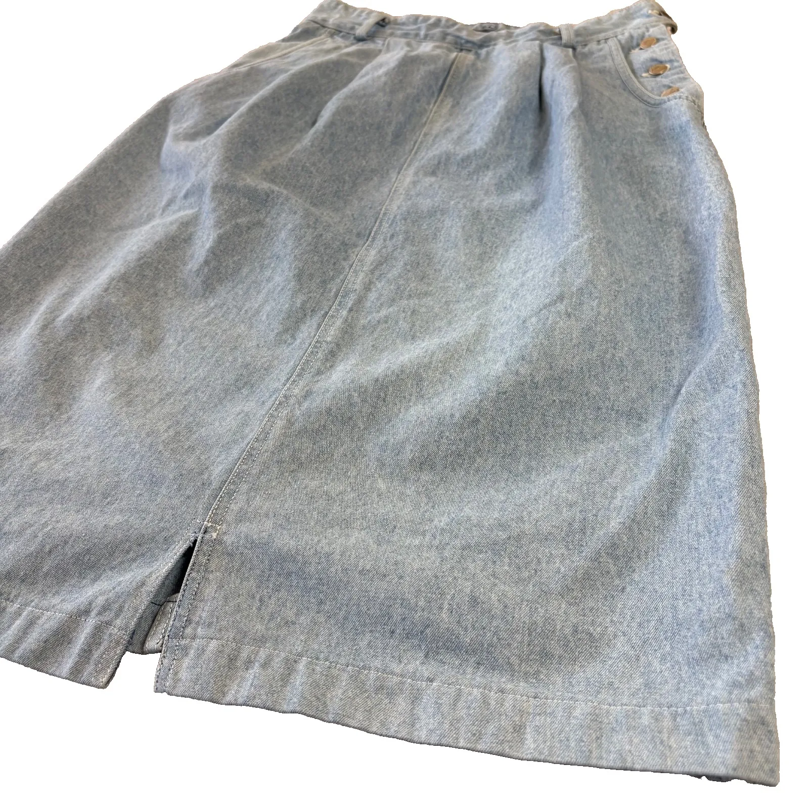 Liz Wear Vintage 80s Button‎ Front Denim Jean Maxi Skirt Women Sz 8 Made in USA Blue - Image 3