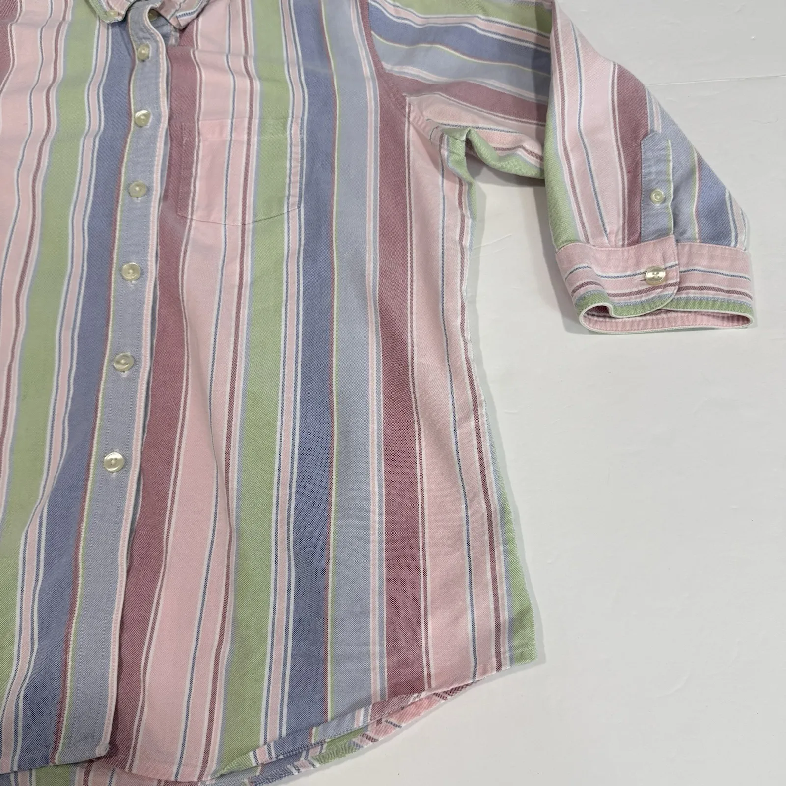LL Bean Womens Colorful Stripe Wrinkle Free 3/4 Sleeve Oxford Button Up Shirt XS - Image 4
