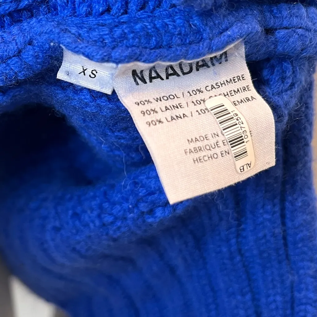 Naadam Chunky Ribbed Wool Cashmere Cropped Crewneck Sweater in Ice Blue Xs - Image 5