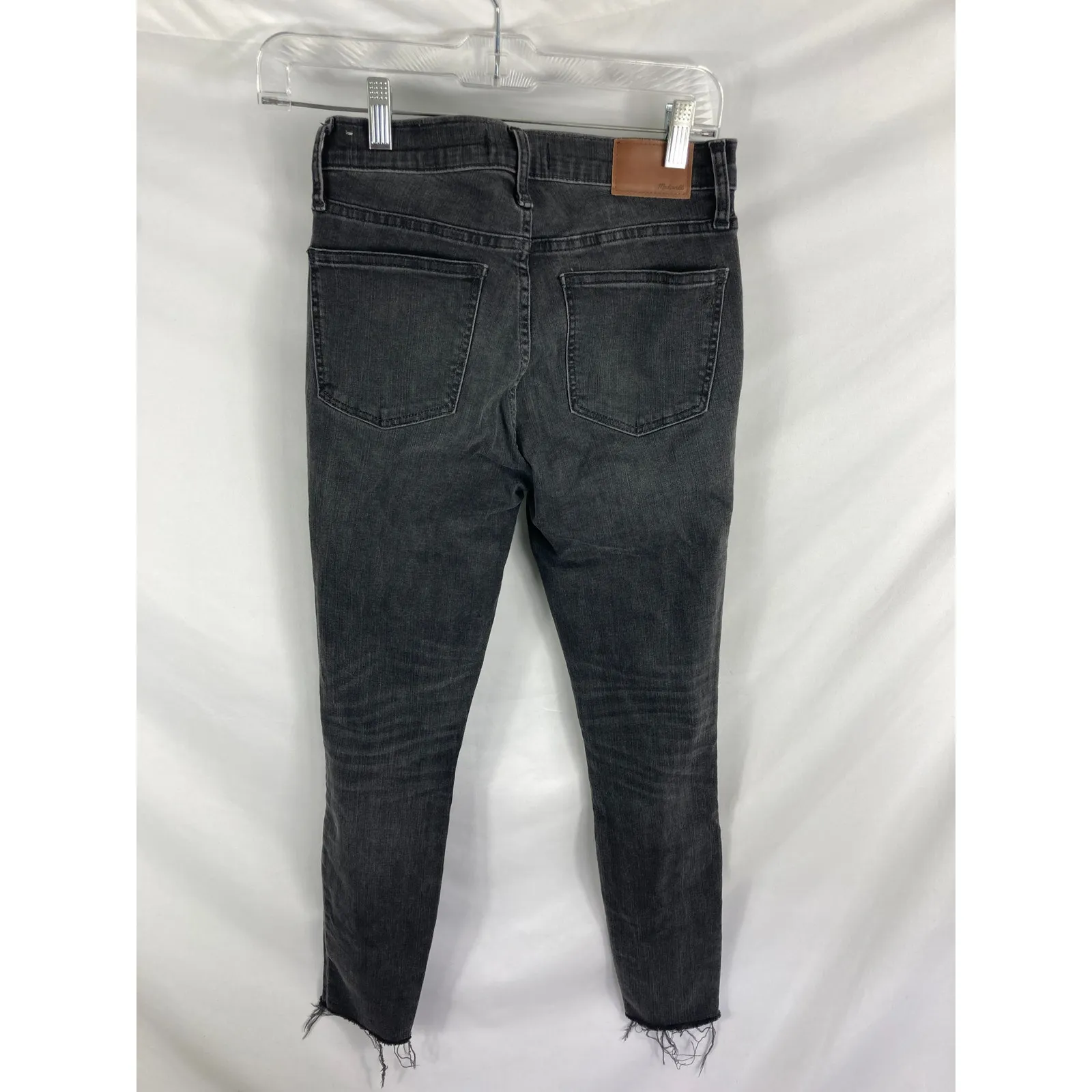 Madewell 9" High Rise Skinny Jeans in Black Sea Raw Hem Distressed Boho 26 - Image 3