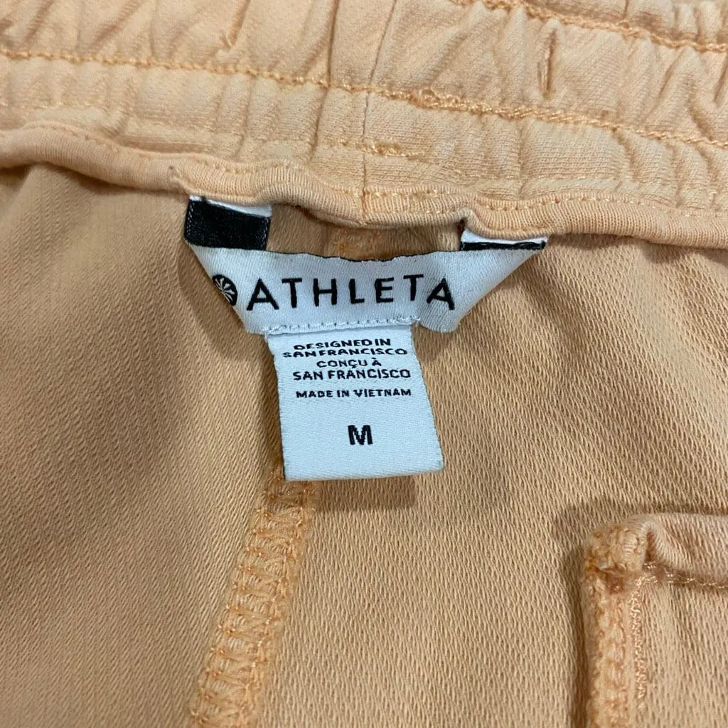 Athleta  Tan Athletic Shorts Women’s Size Medium Drawstring Pockets Casual Active - Image 3