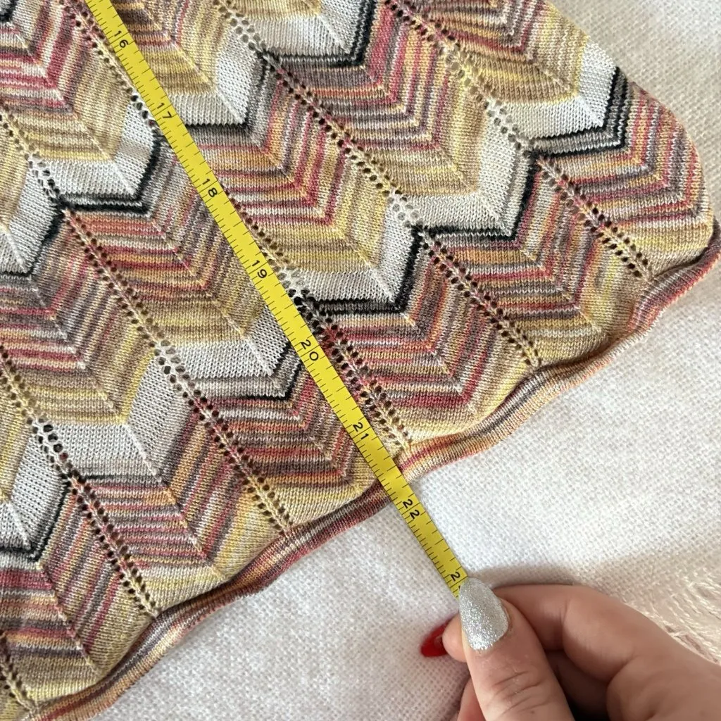 White House Black Market Chevron Pink White Womens Size Medium Sweater Blouse - Image 6