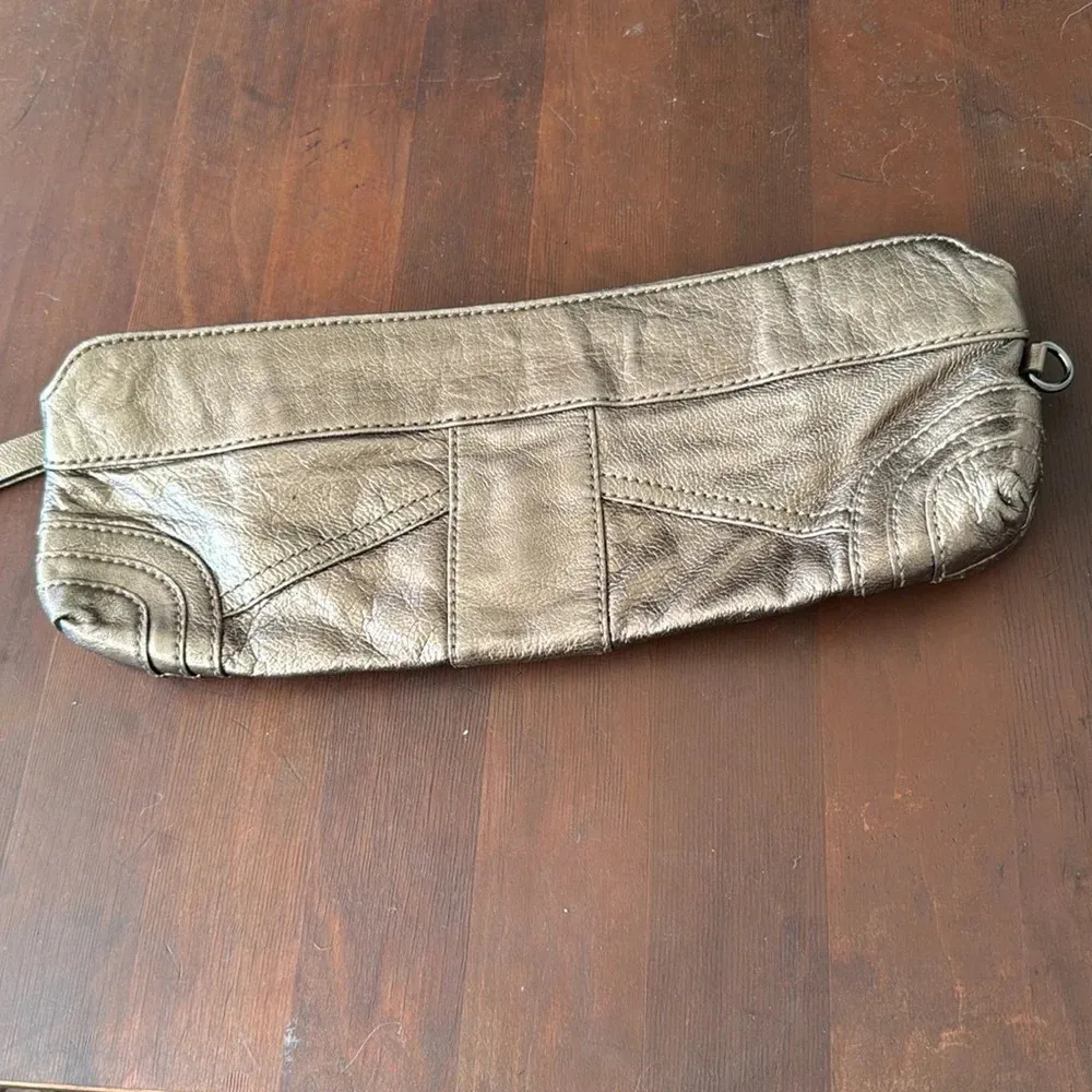 Andrew Marc metallic gunmetal clutch - Image 2