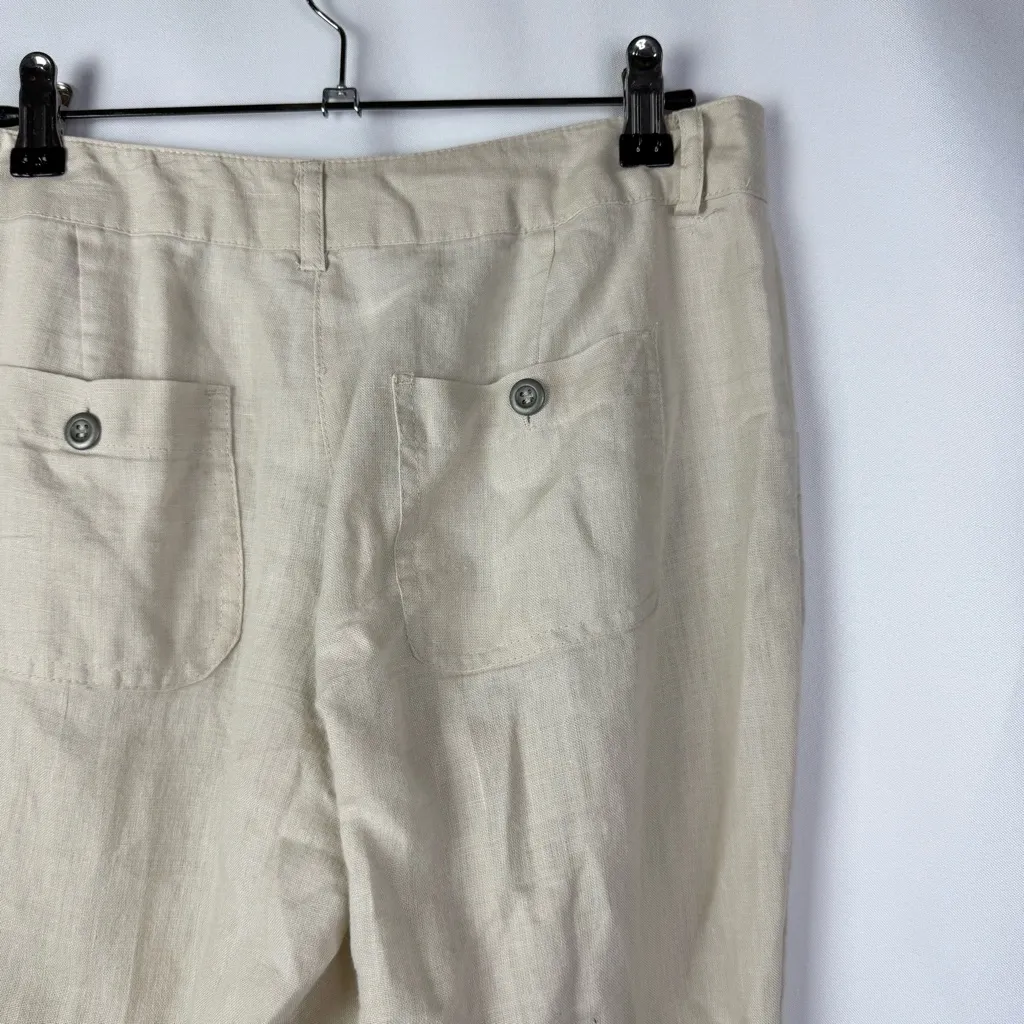 Willi Smith Beige Flat Front Linen Straight Leg Pants 4 - Image 4