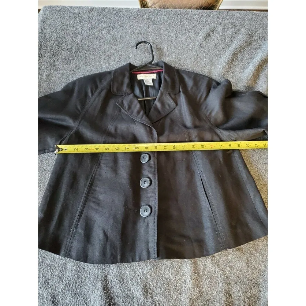 NewPort News Women's Black Linen & Rayon Long Sleeve Casual Button Coat Size 10 - Image 11