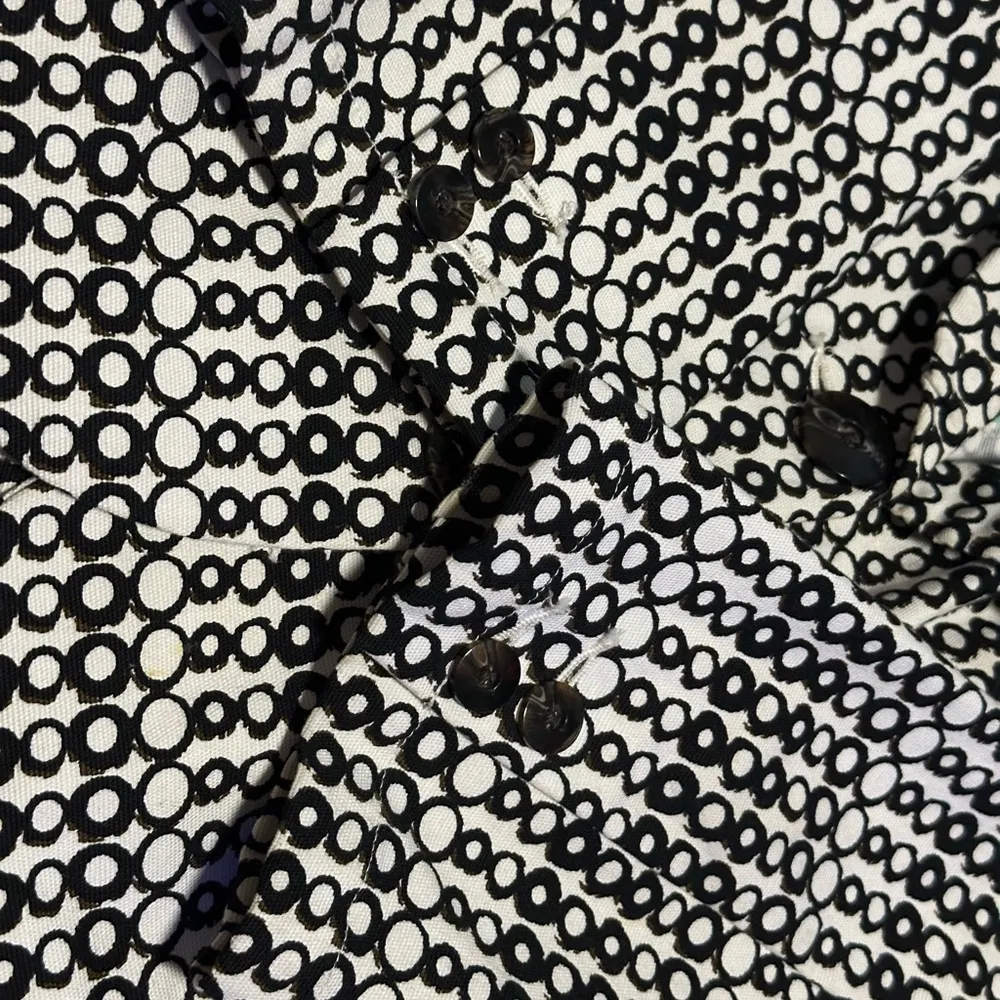 CAbi White Black Circles Blazer Jacket Du Jour Stretch #298 size 6 - Image 6