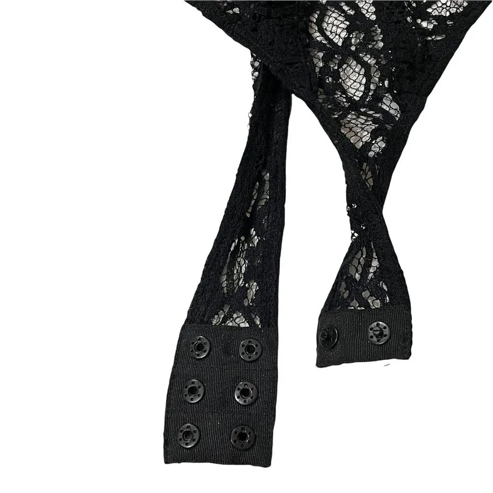 Cinq A Sept Marla Silk Lace Bodysuit - Black - Small - Image 8