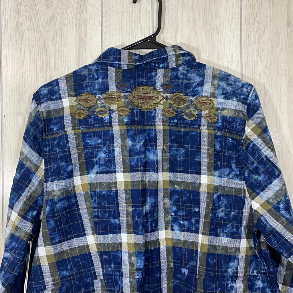 NEW Wrangler Bleach Washed Plaid Embroidered Flannel size XL NWT - Image 6