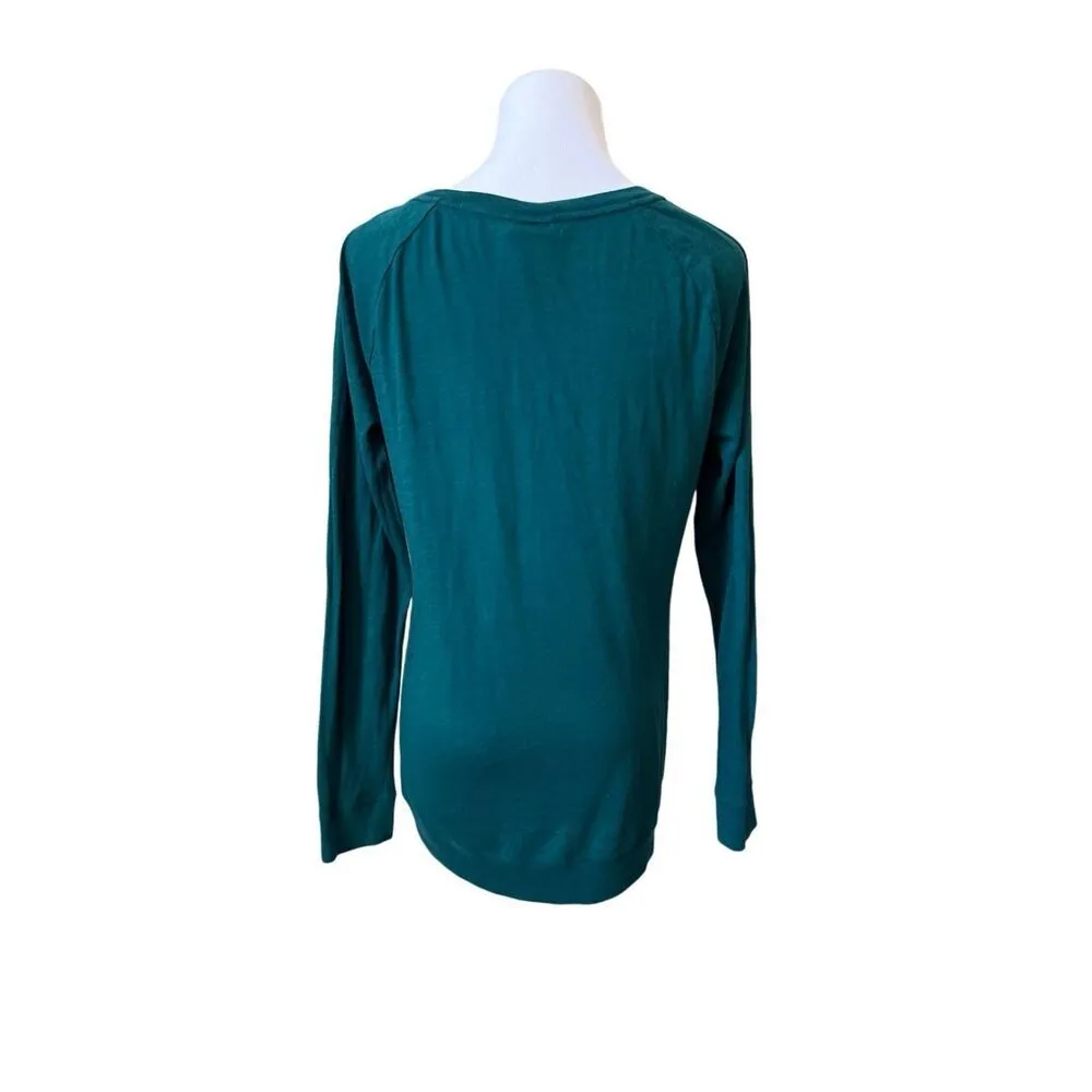 PINK Victoria's Secret Cozy Green Teal Scoop Neck Top Casual Sleep XS Loungewear - Image 3