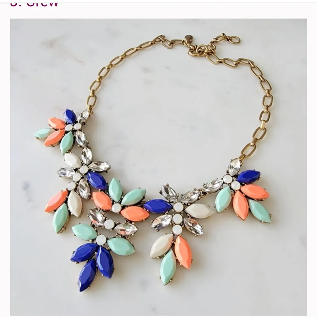 J. Crew Multicolor Floral Statement Necklace 18 Inches - Image 10