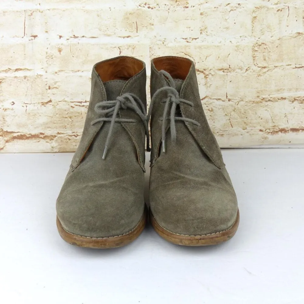 Madewell 1937 Sandstorm Suede Leather Lace-up Ankle Booties 7.5 Tan Block Heel - Image 3