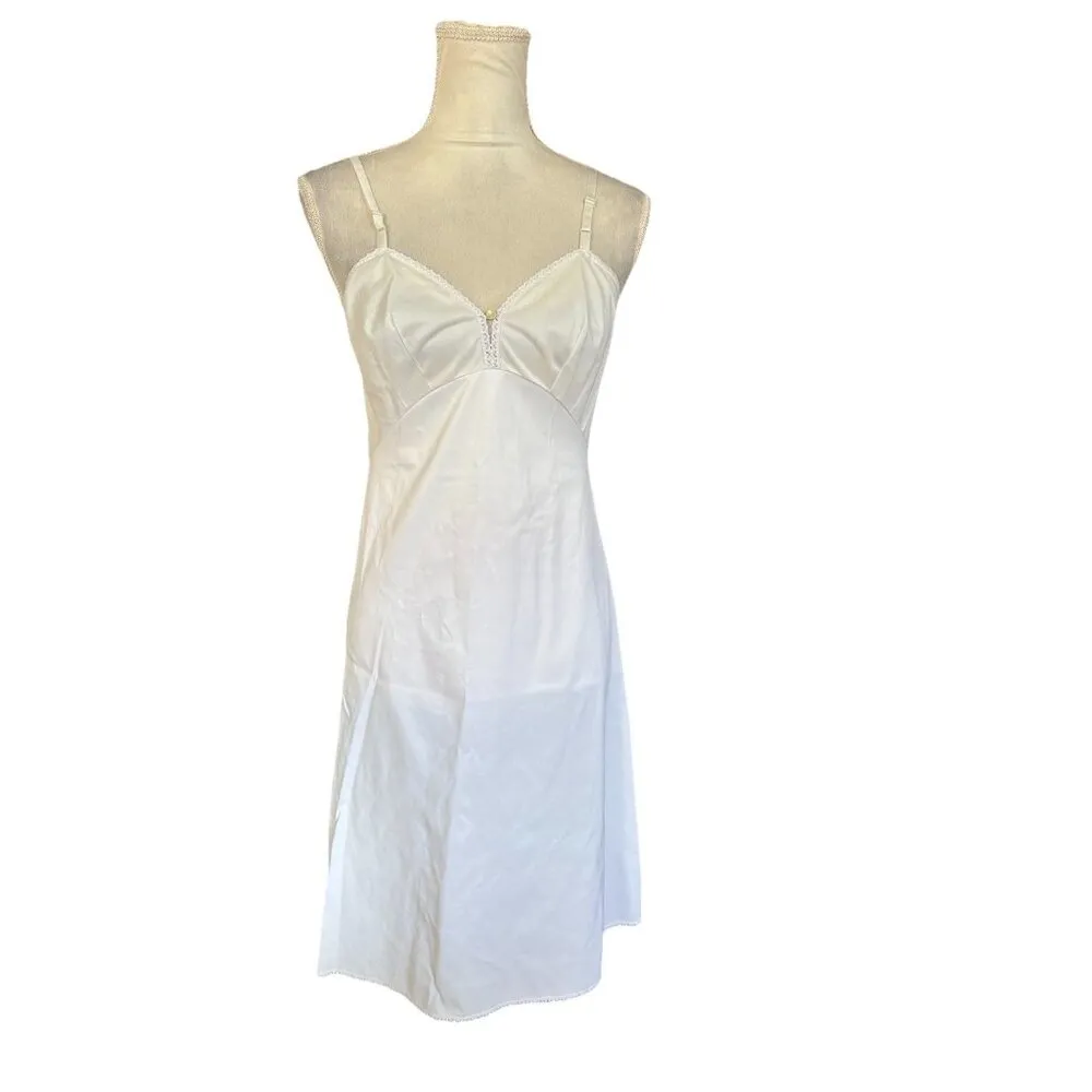 Vintage Vanity Fair Full Slip Dress Chemise Lingerie Sexy Pinup Sz 34 Ivory - Image 2