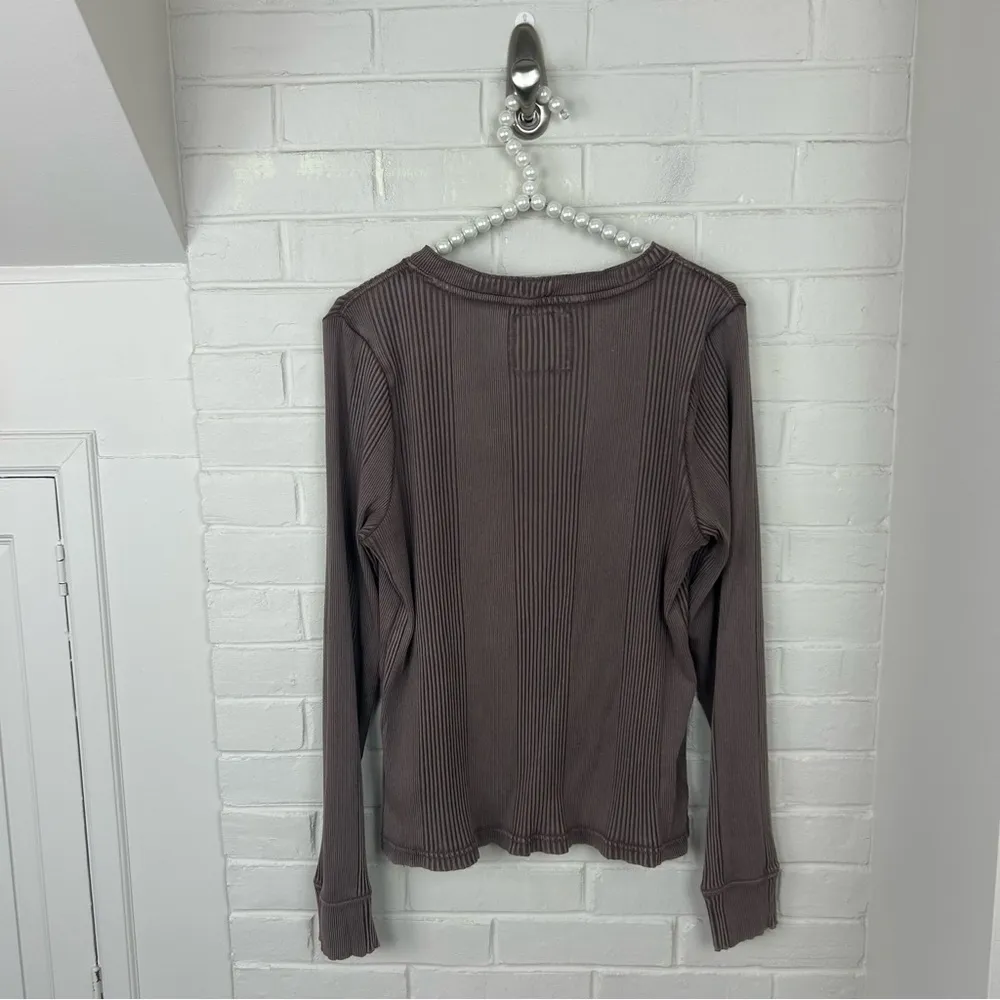 Aerie Road Trip Long Sleeve Henley Ribbed Top Size XL - Image 10