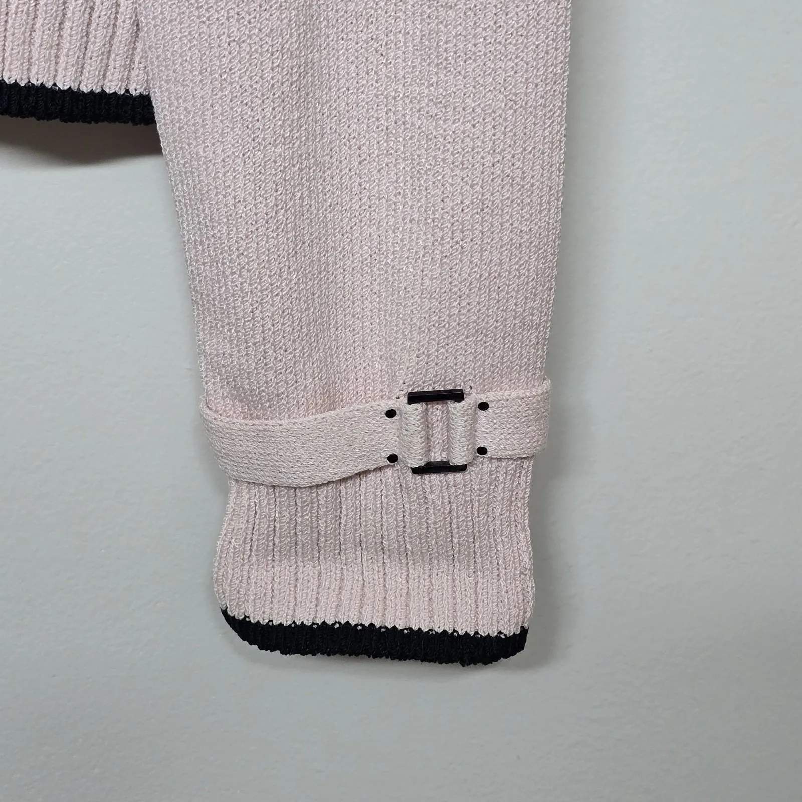 St John Collection Santana Knit Sz‎ 8 Cardigan Sweater Jacket Pink/Black Luxury - Image 3